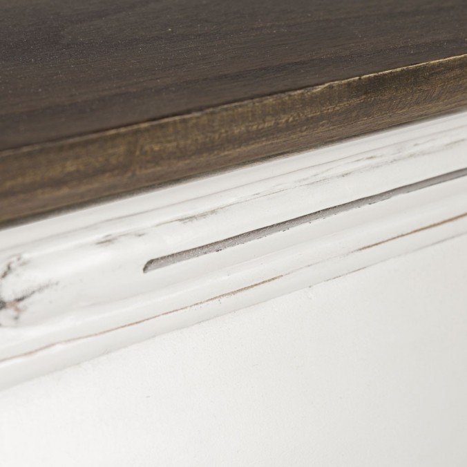 Mesa auxiliar madera mindi tono oscuro y blanco 60x60x40h