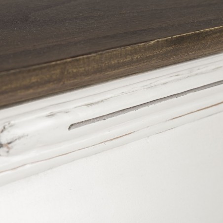 Mesa auxiliar madera mindi tono oscuro y blanco 60x60x40h