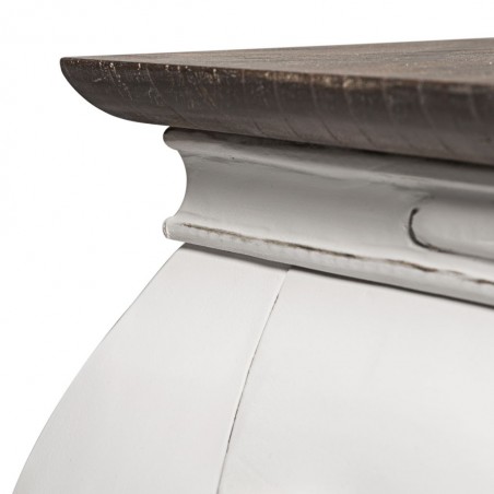 Mesa auxiliar madera mindi tono oscuro y blanco 60x60x40h