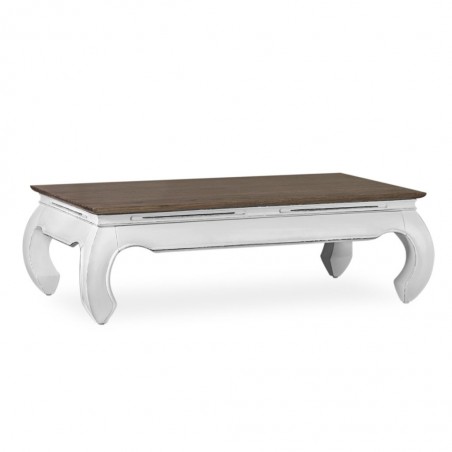 Mesa centro madera mindi tono oscuro y blanco 125x70x40h