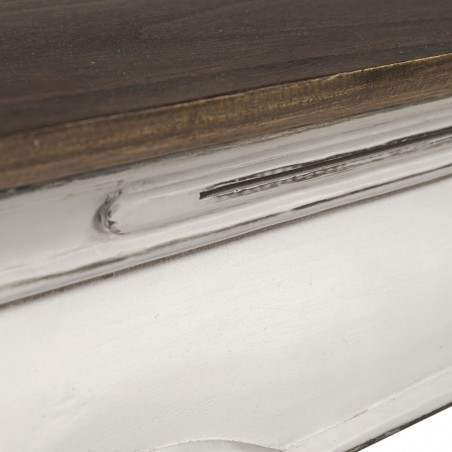 Mesa centro madera mindi tono oscuro y blanco 125x70x40h