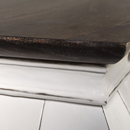 Mesa centro madera mindi tono oscuro y blanco 125x70x40h