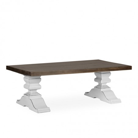 Mesa centro madera mindi tono oscuro y blanco 130x70x45h