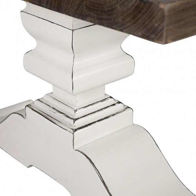 Mesa centro madera mindi tono oscuro y blanco 130x70x45h