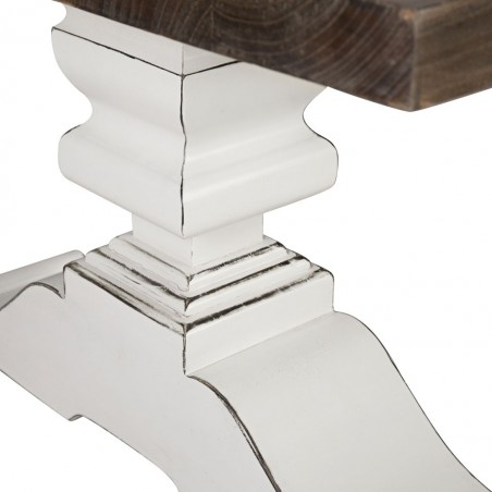 Mesa centro madera mindi tono oscuro y blanco 130x70x45h