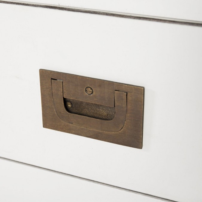 Mueble TV  5 cajones madera mindi blanco 125x40x50h