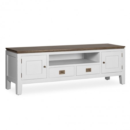 Mueble TV  2 cajones y 2 puertas madera mindi 150x40x50h