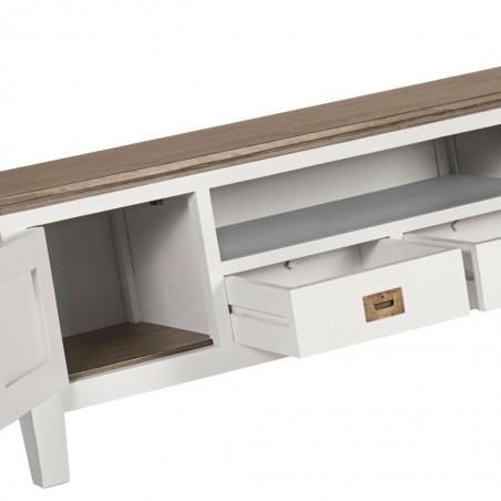 Mueble TV  2 cajones y 2 puertas madera mindi 150x40x50h