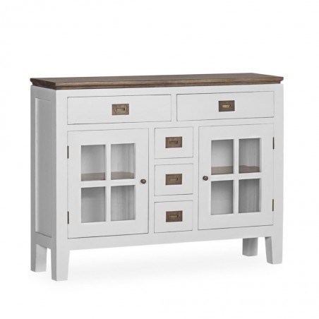 Consola 2 puertas fabricada en madera mindi 105x28x80h