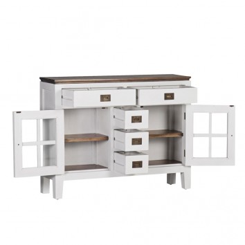 Consola 2 puertas fabricada en madera mindi 105x28x80h 2