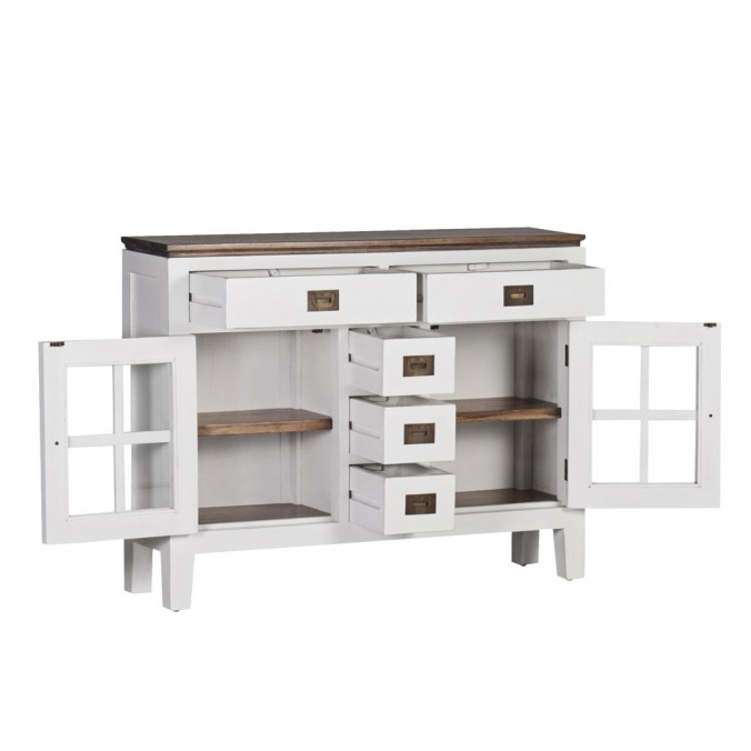 Consola 2 puertas fabricada en madera mindi 105x28x80h