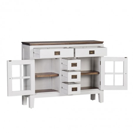 Consola 2 puertas fabricada en madera mindi 105x28x80h