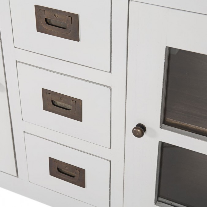 Consola 2 puertas fabricada en madera mindi 105x28x80h