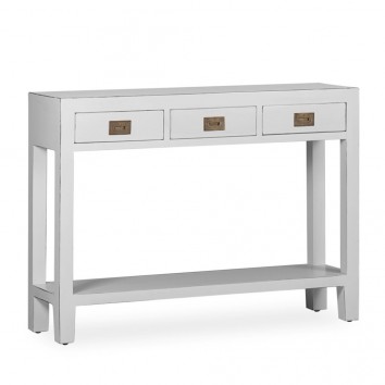 Consola 3 cajones fabricada en madera mindi 110x30x80h