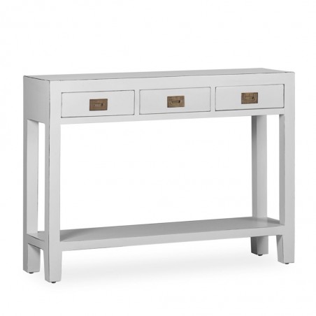 Consola 3 cajones fabricada en madera mindi 110x30x80h