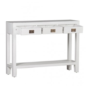 Consola 3 cajones fabricada en madera mindi 110x30x80h 2