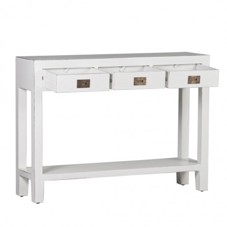 Consola 3 cajones fabricada en madera mindi 110x30x80h