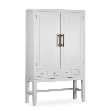 Armario con 4 cajones madera mindi blanco 110x40x180h