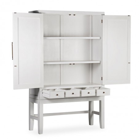 Armario con 4 cajones madera mindi blanco 110x40x180h
