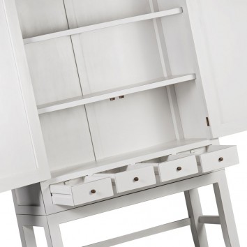 Armario con 4 cajones madera mindi blanco 110x40x180h 2