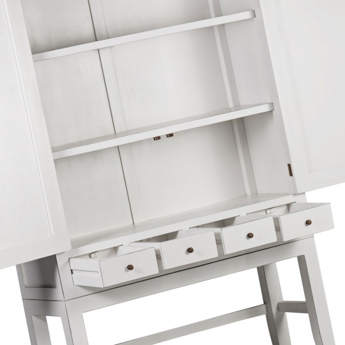 Armario con 4 cajones madera mindi blanco 110x40x180h