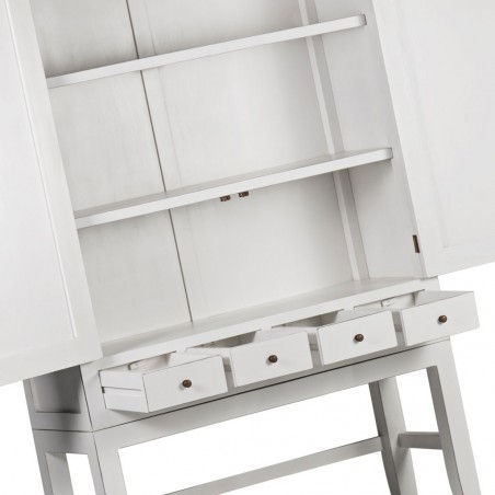Armario con 4 cajones madera mindi blanco 110x40x180h