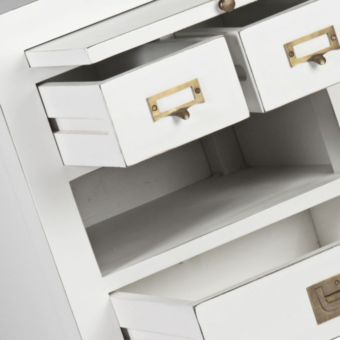 Mesita 3 cajones y bandeja fabricada en madera mindi 45x40x60h