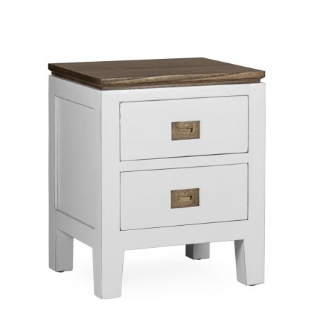 Mesita 2 cajones fabricada en madera mindi 45x40x55h