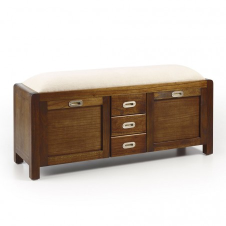 Pie de cama zapatero de estilo colonial 125x38x50h