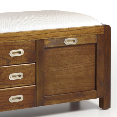 Pie de cama zapatero de estilo colonial 125x38x50h