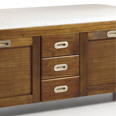 Pie de cama zapatero de estilo colonial 125x38x50h