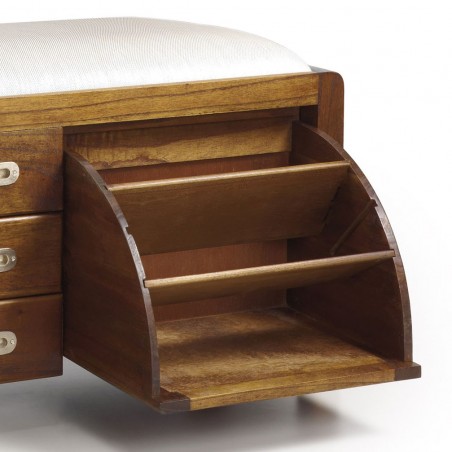 Pie de cama zapatero de estilo colonial 125x38x50h