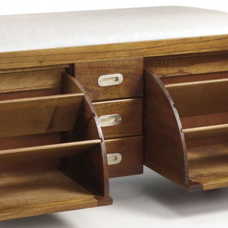 Pie de cama zapatero de estilo colonial 125x38x50h