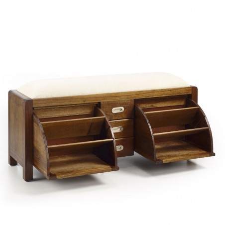 Pie de cama zapatero de estilo colonial 125x38x50h