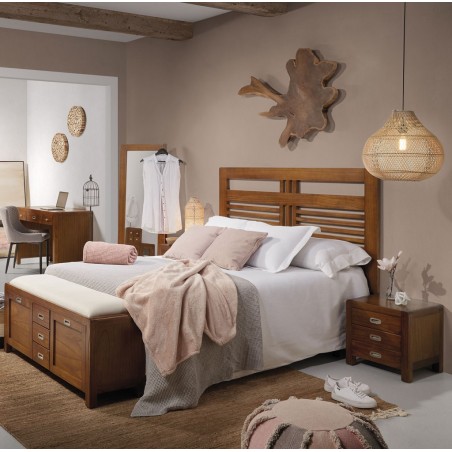 Pie de cama zapatero de estilo colonial 125x38x50h