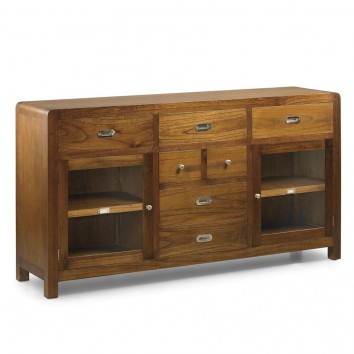 Aparador 7 cajones estilo colonial mindi 160x40x85h