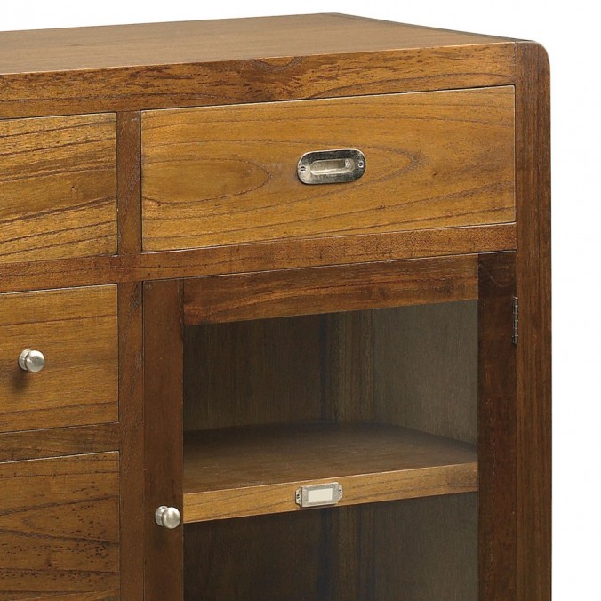 Aparador 7 cajones estilo colonial mindi 160x40x85h