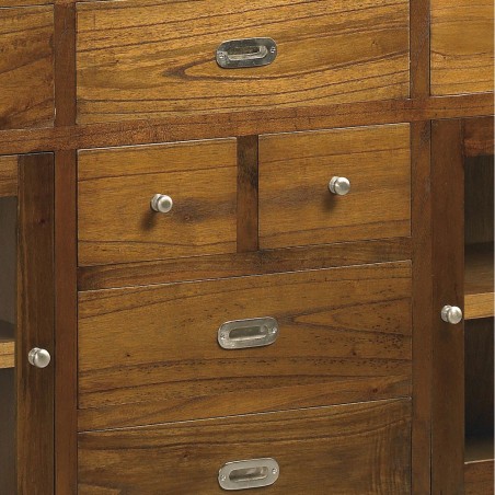 Aparador 7 cajones estilo colonial mindi 160x40x85h