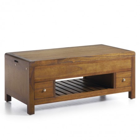 Mesa baja elevable estilo colonial mindi 110x55x45h