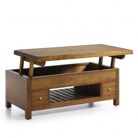 Mesa baja elevable estilo colonial mindi 110x55x45h