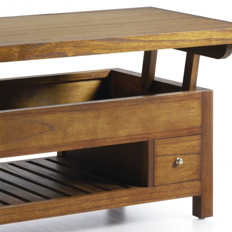 Mesa baja elevable estilo colonial mindi 110x55x45h