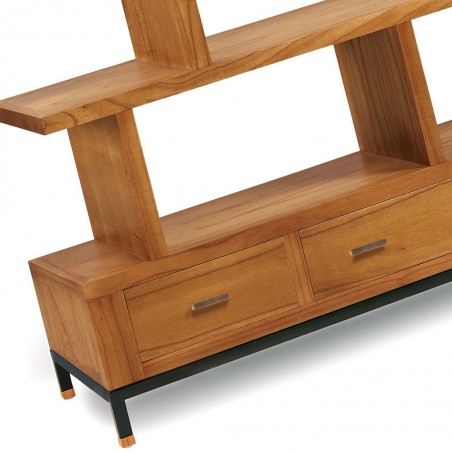 Librería con 3 cajones mindi natural claro 160x35x170h