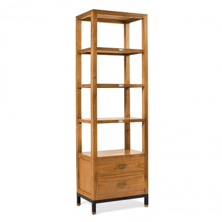 Librería con 2 cajones mindi natural claro 60x40x190h