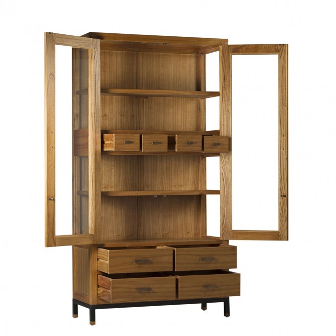 Vitrina 8 cajones mindi natural claro 100x40x190h Vitrina 8 cajones mindi natural claro 100x40x190h