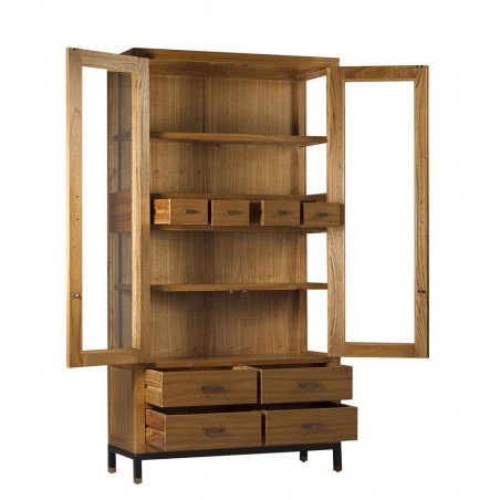 Vitrina 8 cajones mindi natural claro 100x40x190h