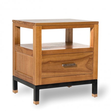 Mesita de noche de mindi natural claro 50x40x55h