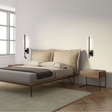 Lámpara aplique Torch negro LED con lector