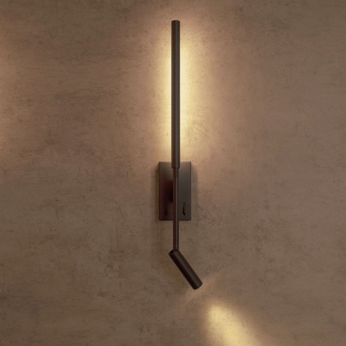 Lámpara aplique Torch negro LED con lector