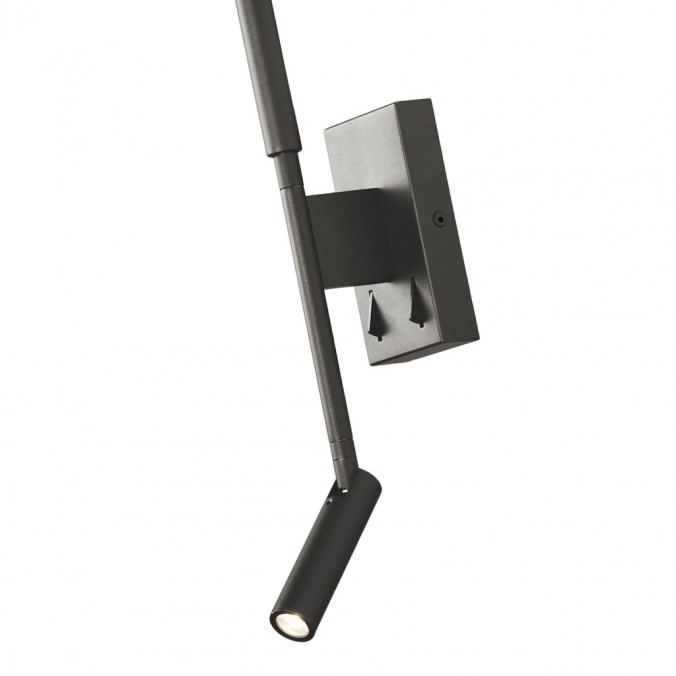 Lámpara aplique Torch negro LED con lector