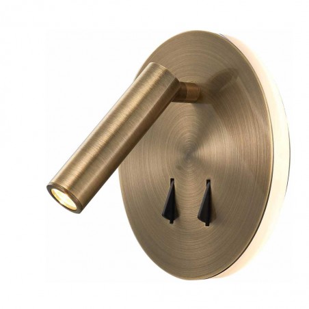 Aplique pared bronce luz LED lectura y ambiental